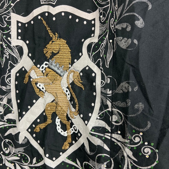 El General Mens Black Button Down Shirt Embroidered Crest Military Long Sleeve M - Picture 9 of 10